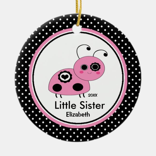 Pink Ladybug Kleine Schwester Weihnachtsschmuck (Vorne)