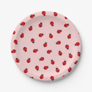 Pink Ladybug Paper Pappteller