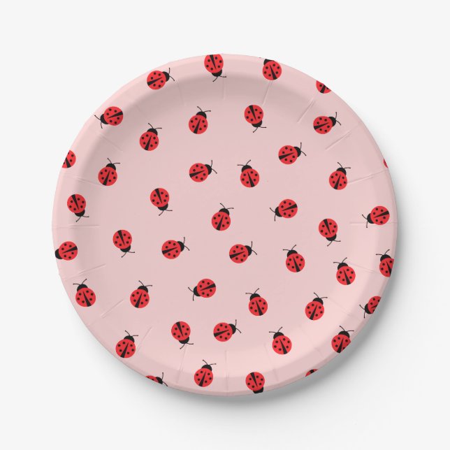 Pink Ladybug Paper Pappteller (Vorderseite)