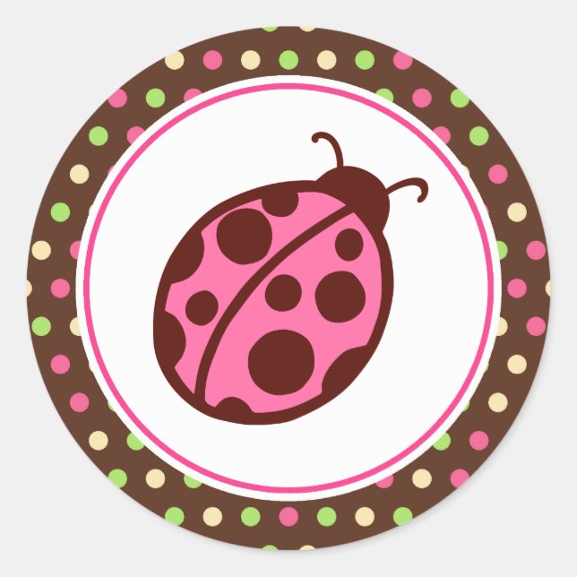 Pink Ladybug Party Stickers (Vorderseite)