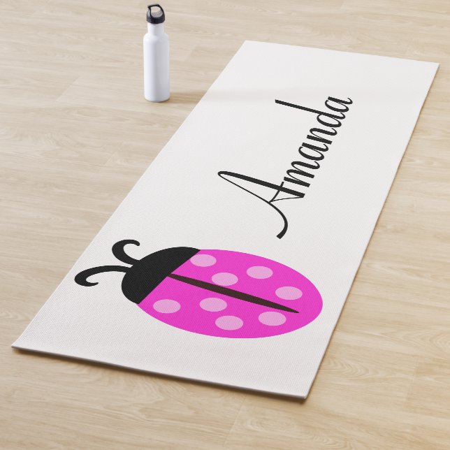 Pink Ladybug Personalisierter Name Yogamatte (Beispiel)