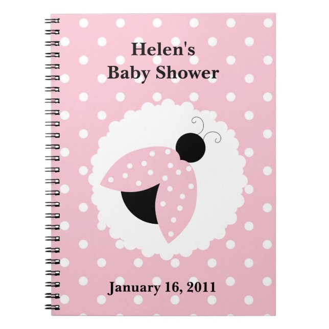 Pink Ladybug & Polka Dots Babydusche Notizblock (Vorderseite)