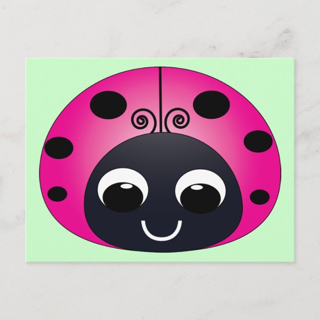 Pink Ladybug Postcard Postkarte (Vorderseite)