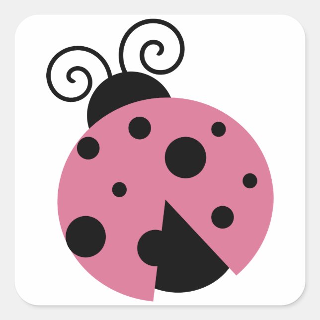 Pink Ladybug Quadratischer Aufkleber (Vorderseite)
