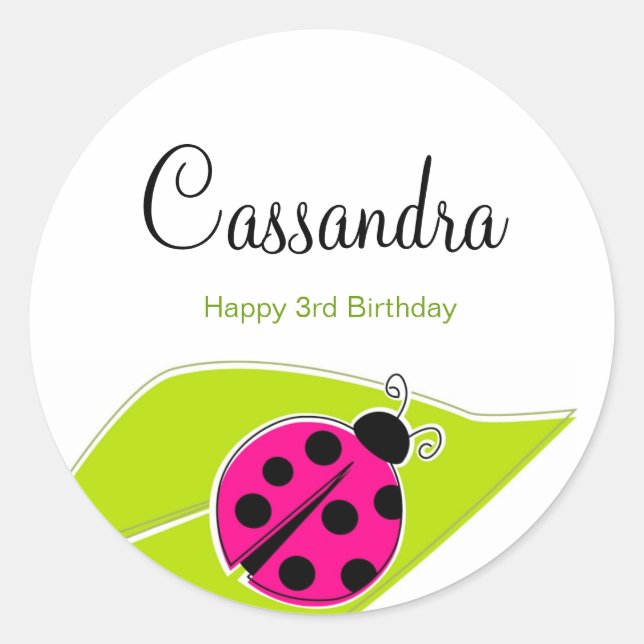 Pink Ladybug Topper Stickers (Vorderseite)