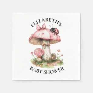 Pink Ladybug Watercolor Babydusche Serviette