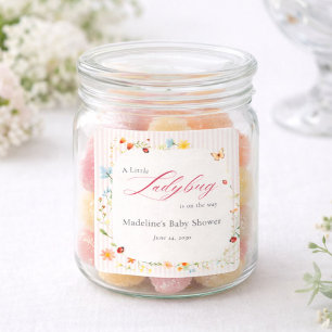 Pink Ladybug Wildflower Garten Baby Shower Quadratischer Aufkleber