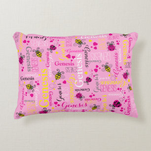 Pink Ladybugs bies herzen Girls individuelle Name Dekokissen