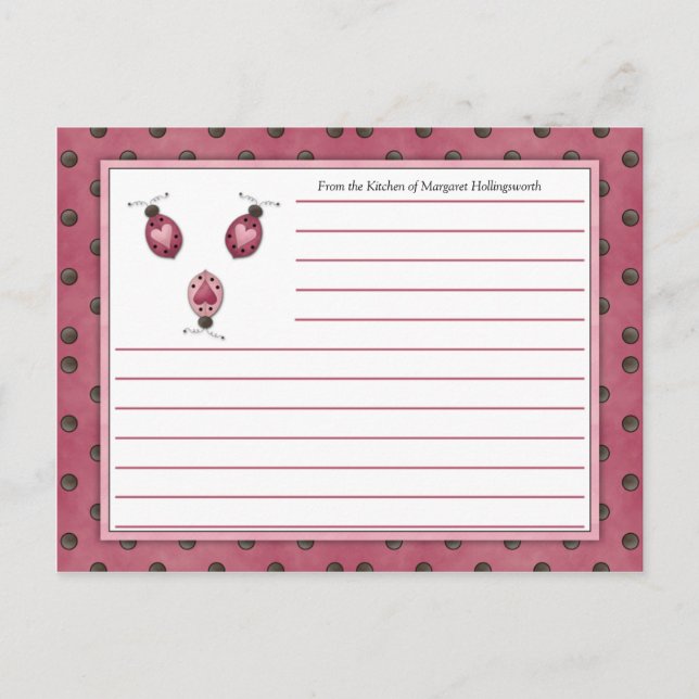 Pink Ladybugs Country Reciards Postkarte (Vorderseite)
