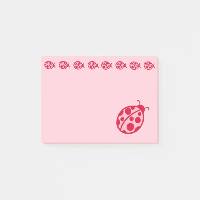 Pink Ladybugs Post It Notes Post-it Klebezettel (Vorderseite)