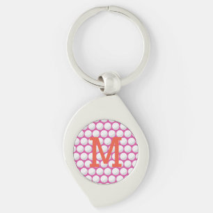 Pink Ladys Golf Ball Monogram INITIAL Orange Schlüsselanhänger