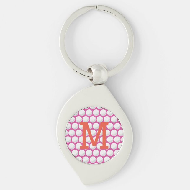 Pink Ladys Golf Ball Monogram INITIAL Orange Schlüsselanhänger (Vorderseite)