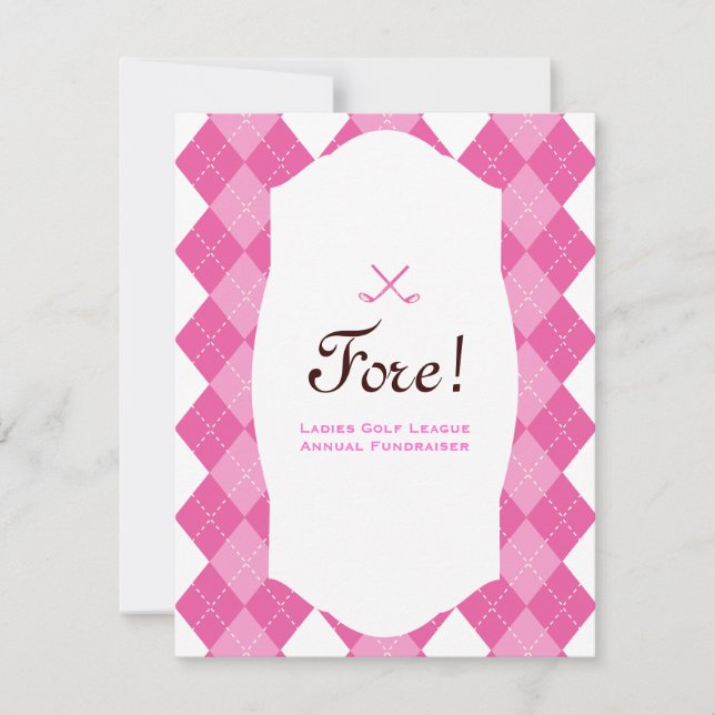 Pink Ladys Golf Party Raute Einladung (Vorderseite)