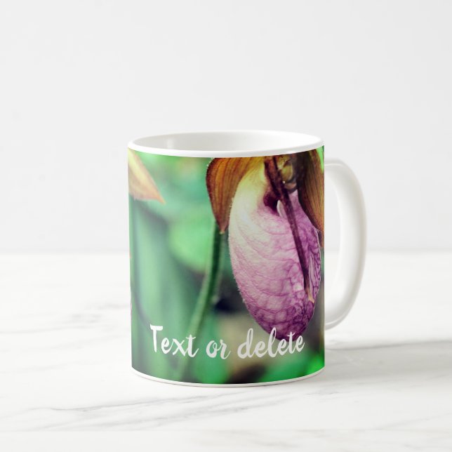 Pink Ladyslipper Flowers Personalized Kaffeetasse (VorderseiteRechts)