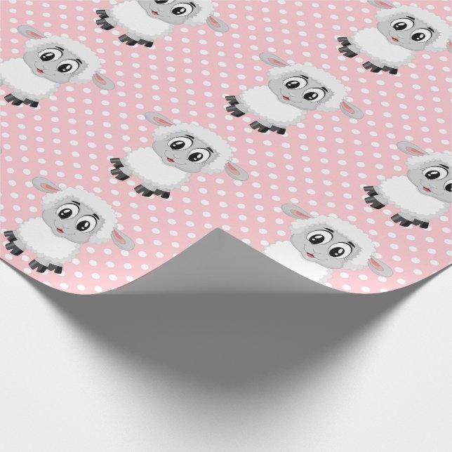 Pink Lamb Baby Duschpapier Geschenkpapier (Ecke)