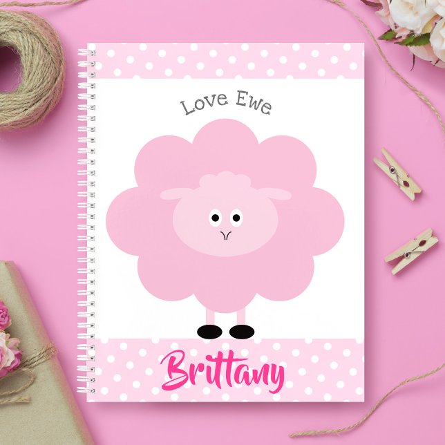 Pink Lamb Liebe Ewe Individuelle Name Script Niedl Notizbuch (Von Creator hochgeladen)