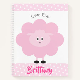 Pink Lamb Liebe Ewe Individuelle Name Script Niedl Notizbuch