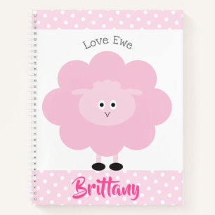 Pink Lamb Liebe Ewe Individuelle Name Script Niedl Notizbuch