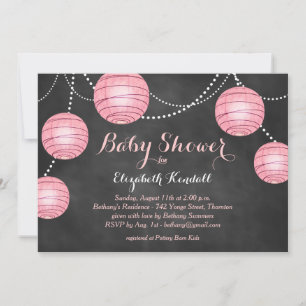 Pink Lanterns auf Chalkboard Baby Dusche Einladung