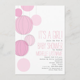 Pink Lanterns Girl Baby Dusche Einladung