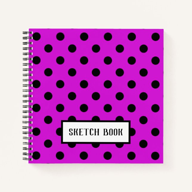 Pink Large Polka Dots Sketch Notizbuch (Vorderseite)