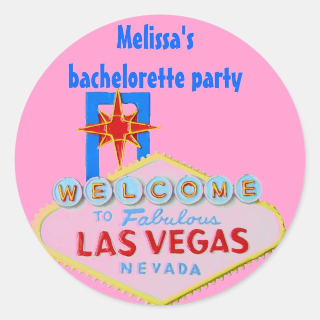 Pink Las Vegas Bachelorette Runder Aufkleber (Vorderseite)