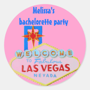 Pink Las Vegas Bachelorette Runder Aufkleber