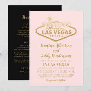 Pink Las Vegas Fabulous Hochzeit in Urlaubsort Einladung