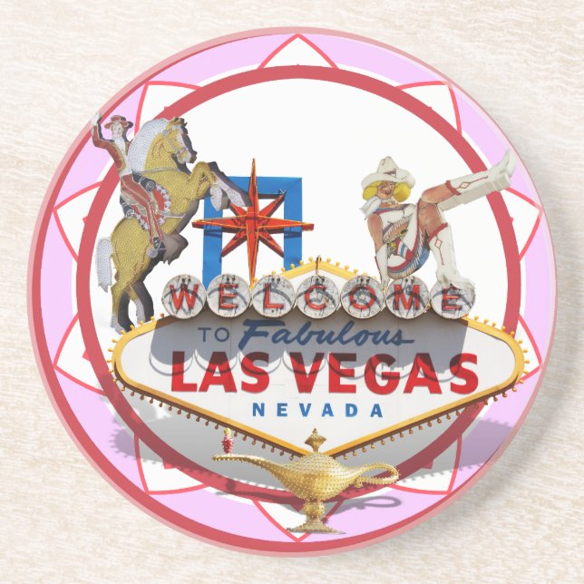 Pink Las Vegas Poker Chip Sandstein Untersetzer (Vorne)