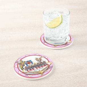 Pink Las Vegas Poker Chip Sandstein Untersetzer