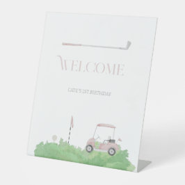 Pink lass par tee Golf Geburtstag Sockelschild