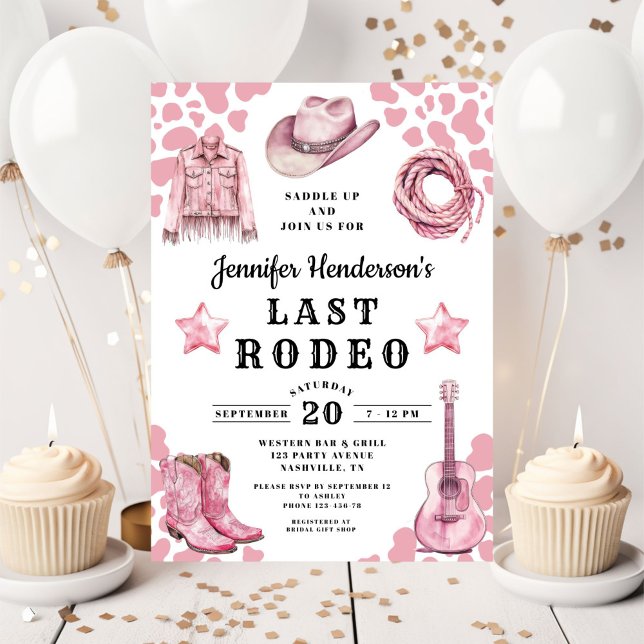 Pink Last Rodeo Bachelorette Einladung (Pink Last Rodeo Bachelorette Invitation)