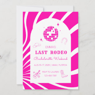 Pink Last Rodeo Bachelorette Wochenende Einladung