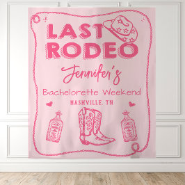 Pink Last Rodeo Cowgirl Bachelorette Weekend Wandteppich