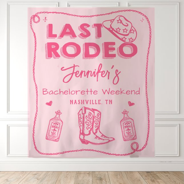 Pink Last Rodeo Cowgirl Bachelorette Weekend Wandteppich (Von Creator hochgeladen)