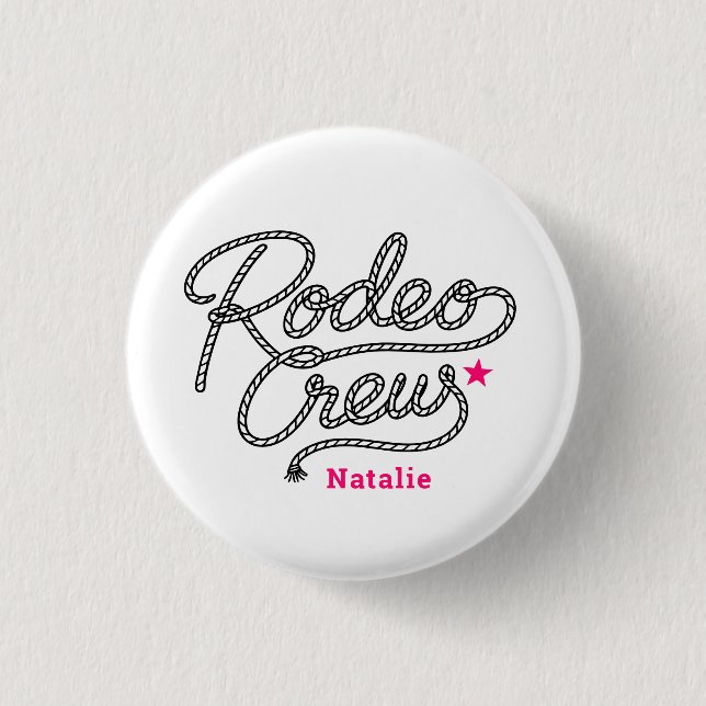 Pink Last Rodeo Crew Western Bach Party Button (Vorderseite)