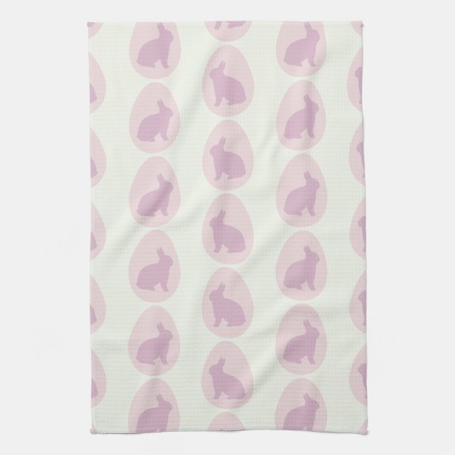 Pink & Lavender Bunny Egg Muster Geschirrtuch (Vertikal)