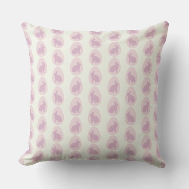 Pink & Lavender Bunny Egg Muster Kissen (Vorderseite)