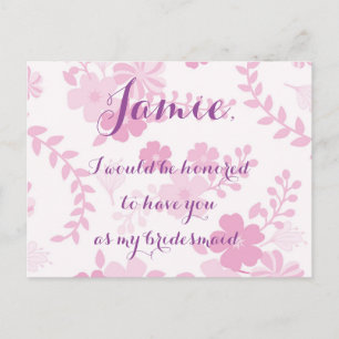 Pink lavender floral bridesmaid einladung