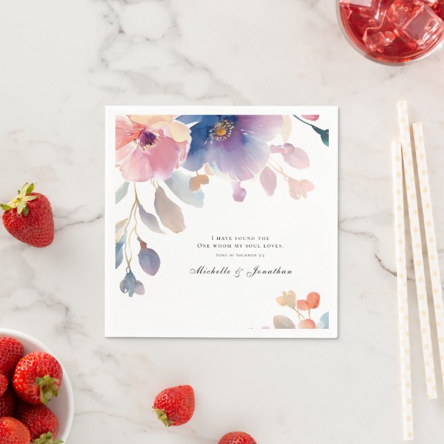 Pink Lavender Floral Christlich Bible Verse Hochze Serviette (Beispiel)