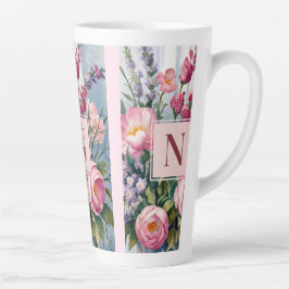 Pink Lavender Flowers Modern Watercolor  Milchtasse
