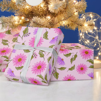Pink Lavender Lacy Daisy Wrapping Paper Geschenkpapier