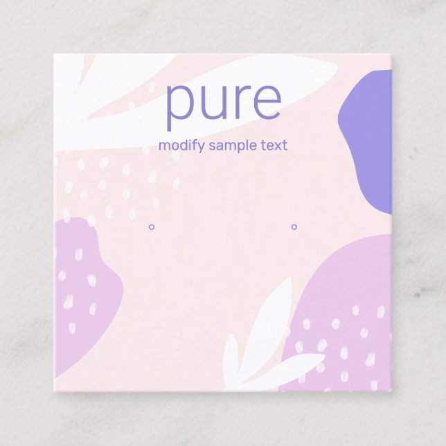 Pink Lavender Stud Earring Juwelier Display Quadratische Visitenkarte (Vorderseite)