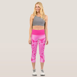 Pink Leaf Petal Capri Leggings