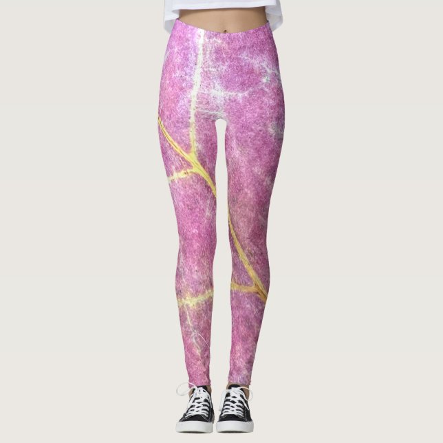 Pink Leaf Yoga Pants Leggings (Vorderseite)