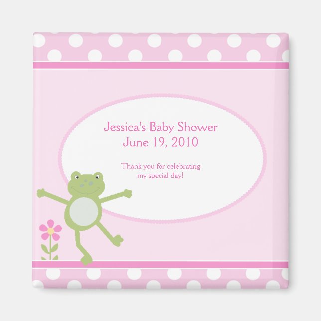 Pink Leap Frog Baby Dusche Magnet Gefallen (Vorne)