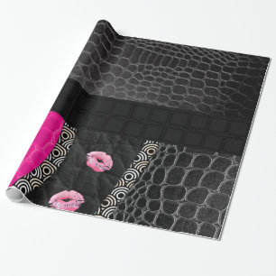 Pink-lederne Lippen Geschenkpapier