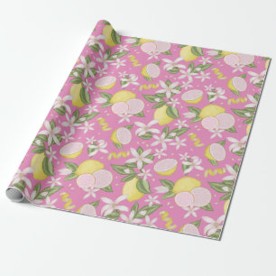 Pink Lemon Birthday Party Wrapping Paper Geschenkpapier