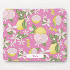 Pink Lemon Botanischer Citrus Maus Pad Mousepad