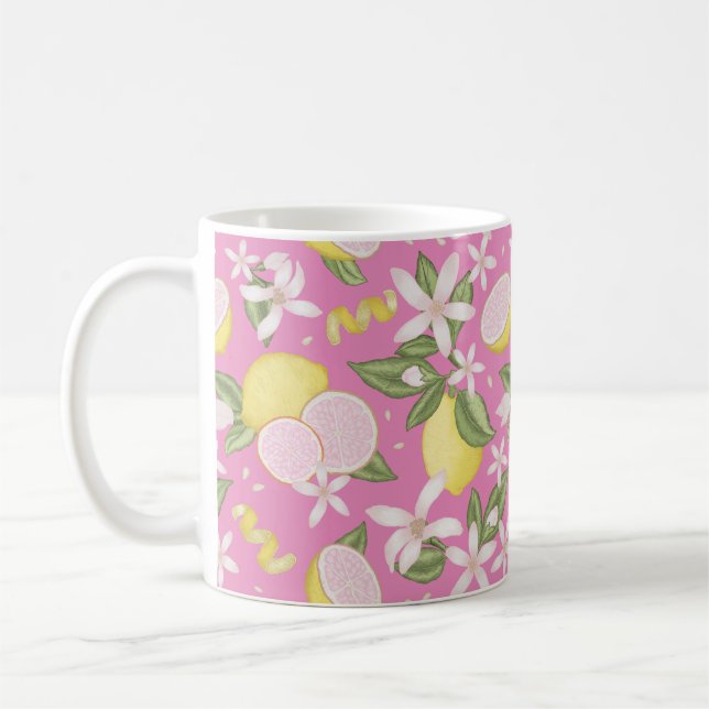 Pink Lemon Floral Citrus Tasse (Links)